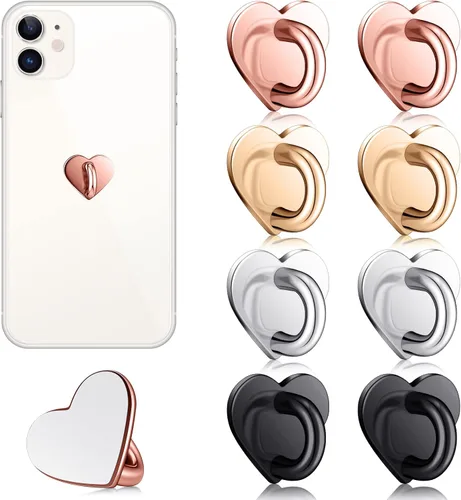 Moxweyeni 8 piezas de anillo de dedo adhesivo para teléfono celular, soporte de agarre de dedo de metal para teléfono celular, soporte de agarre de