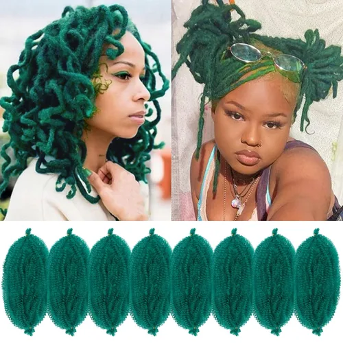 Miniatura 9 de Cabello Rizado Afro Elástico 8 Paquetes Cabello Trenzado Marley Twist Cabello Spring Twist Pre-Separado para Locs Falsos Cabello de Ganchillo Kinky