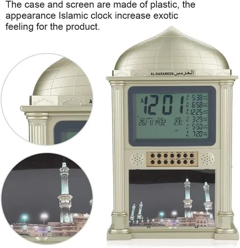 Miniatura 3 de Reloj despertador islámico de alta calidad, reloj despertador automático de plástico musulmán Azan oración calendario digital con pantalla de hora