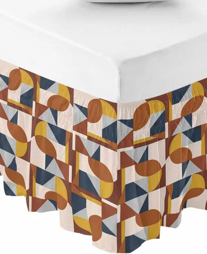 Miniatura 2 de Falda de cama retro moderna, tamaño Queen de 16 pulgadas de caída, ajustable y elástica, plisada, con volantes de lujo para cama base individual
