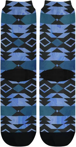 Miniatura 6 de Calcetines de tubo atléticos divertidos para hombre, calcetines de vestir de crayón, Patrón nativo americano.