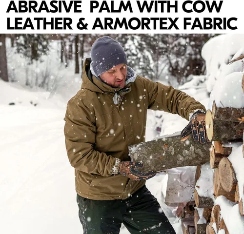 Miniatura 5 de Vgo... 1 Par -20℃/-4°F A PRUEBA DE FRÍO, Guantes de Cuero de Trabajo de Invierno, Guantes de Impacto, Anti-Vibración, Resistentes al Agua (CA7722FW)