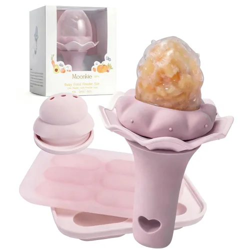 Miniatura 16 de Alimentador de frutas para bebé Moonkie con bandeja para congelador, alimentador de alimentos de silicona libre de BPA para alimentación autónoma