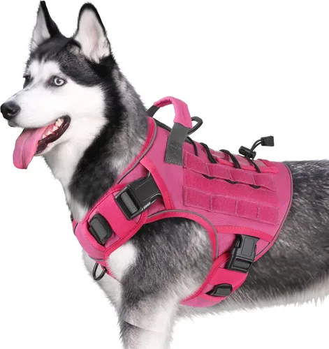 Miniatura 24 de WINGOIN - Arnés táctico púrpura para perros medianos, arnés resistente sin tirones con asa, chaleco militar K9 reflectante ajustable para mascotas
