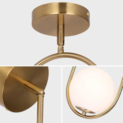 Miniatura 3 de SeeU Iluminación colgante moderna dorada con globo, lámpara colgante de un foco estilo siglo medio, lámpara colgante de longitud ajustable
