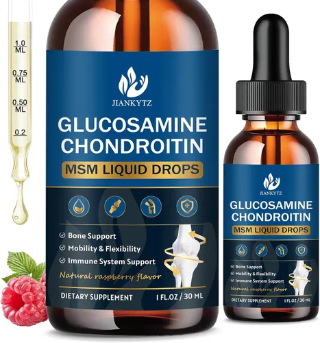 Gotas líquidas de glucosamina condroitina MSM, alta absorción, antioxidante, inmune, apoyo óseo, suplemento MSM para hombres y mujeres, vegano, sin