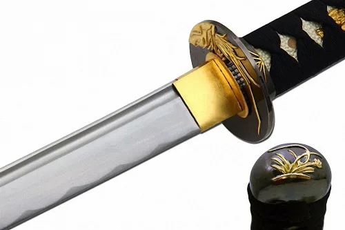 Miniatura 4 de MAKOTO Espada samurái japonesa Katana afilada hecha a mano, 40 pulgadas (orquídea dorada)