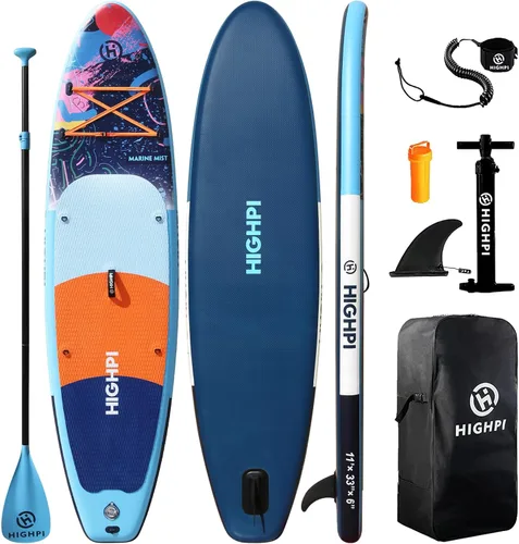Inflatable Stand-Up Paddle Board: Wide SUP with Full Accessories, Anti-Slip EVA Deck, Paddleboard for Yoga/Surfing/Fishing & More, for Youth &