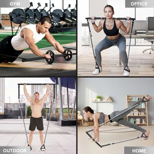 Miniatura 3 de BBTOPS Kit de barra de pilates con bandas de resistencia, barra de ejercicio de equipo de pilates con rodillo de abdominales para entrenamiento