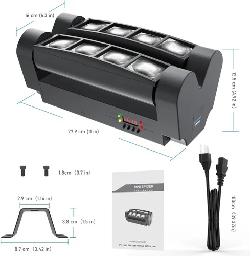 Miniatura 7 de BETOPPER Luz de escenario, luz de DJ de cabeza móvil para fiestas, luz LED de araña RGBW de 8 x 3 W, activada por sonido y control DMX-512