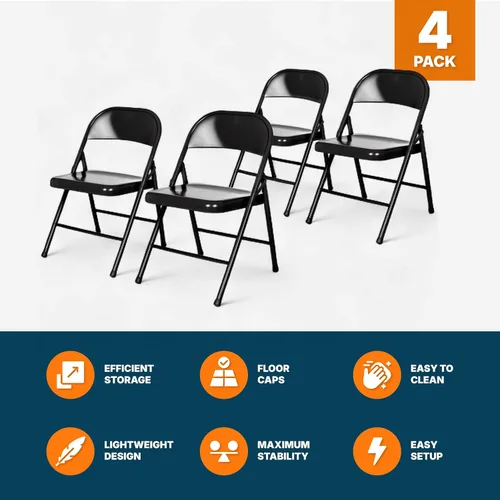Miniatura 7 de OEF Furnishings OEF900 Series - Sillas plegables de acero ligeras prémium (paquete de 4, negro)