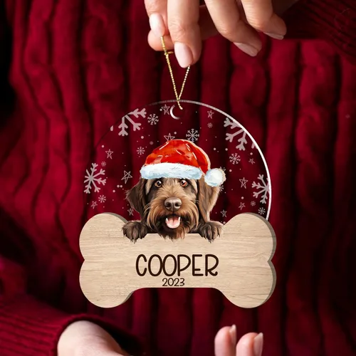 Miniatura 165 de Nazenti American Pit Bull Terrier Adorno de Navidad, adorno de perro fotográfico, adorno de perro personalizado, adornos de fotos de madera