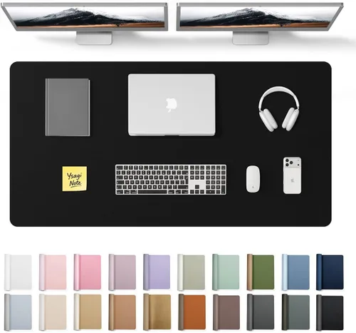 Miniatura 68 de YSAGi Almohadilla de escritorio de piel antideslizante, tapete impermeable para teclado de computadora portátil, protector de mesa y alfombrilla