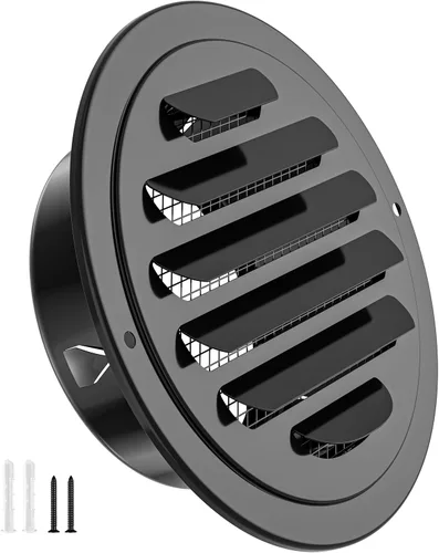 Miniatura 11 de Rejillas de ventilación de acero inoxidable de 10 cm, HG Power, cubierta redonda con malla de pantalla, rejilla de ventilación de aire para pared