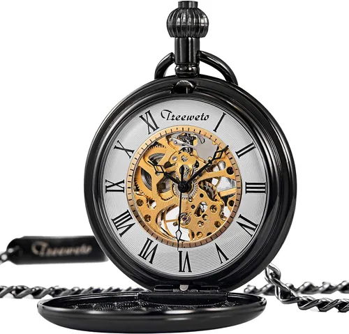 Miniatura 4 de Reloj de bolsillo mecánico de dragón antiguo con cadena