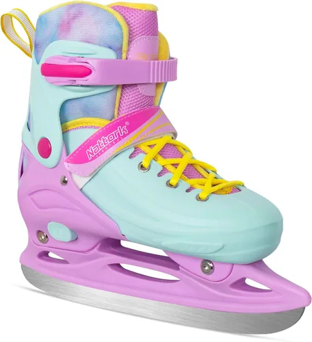 Miniatura 8 de Patines de hielo Nattork ajustables en 4 tallas para niños, niñas, divertidos patines de hielo para principiantes para exterior, protección dura
