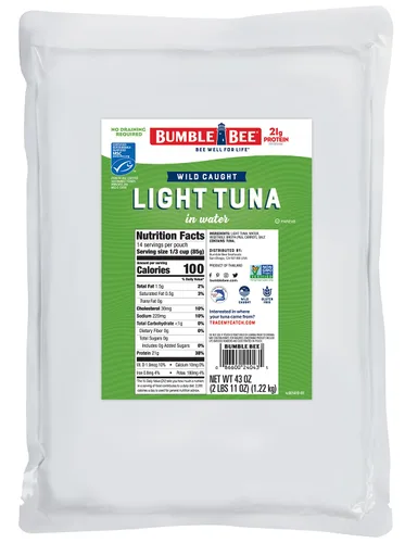 Miniatura 21 de Bumble Bee - Atún en trozos ligero en agua, lata de 340 g - Atún Skipjack capturado salvajemente - 17 g de proteína por porción - MSC Certificado