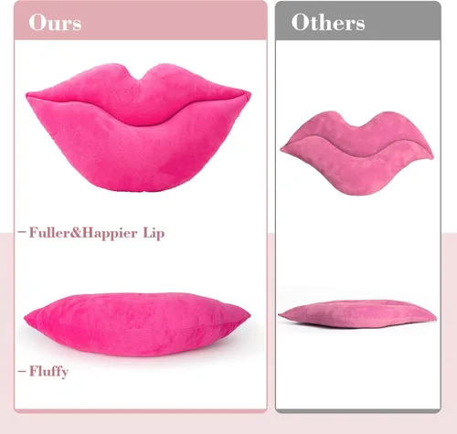 Miniatura 4 de AELS Almohadas de labios grandes 3D de terciopelo suave, almohadas decorativas, lindas almohadas de 24 x 12 pulgadas para sofá, cama, sala de estar