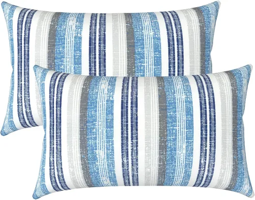 Miniatura 39 de LVTXIII Juego de 2 almohadas lumbares para patio, 12 x 20 pulgadas, resistentes a la decoloración, para exteriores con interiores, cojines lumbares