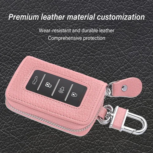 Miniatura 3 de Funda para Llavero de Coche para Reemplazar Funda Antigua, Funda para Llave de Coche de Cuero Genuino con Anillo para Llaves y Llavero (Negro)