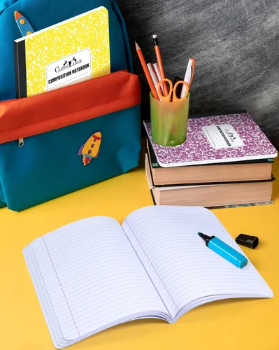 Miniatura 6 de CLEENTABLE Cuaderno de composición de 5 unidades, papel de rayas anchas, cuadernos con cubierta de mármol para la escuela, 9.75 x 7.5 pulgadas, 100