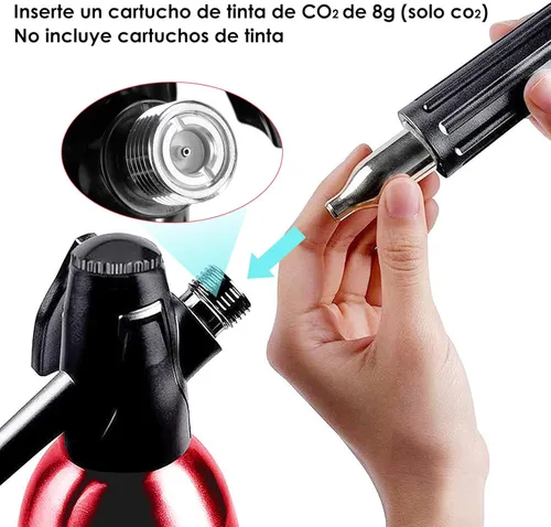 Miniatura 3 de Sifón de soda, máquina de agua carbonatada de 1 litro, máquina de refrescos, máquina portátil de agua con gas de aluminio para el hogar, bar, hacer
