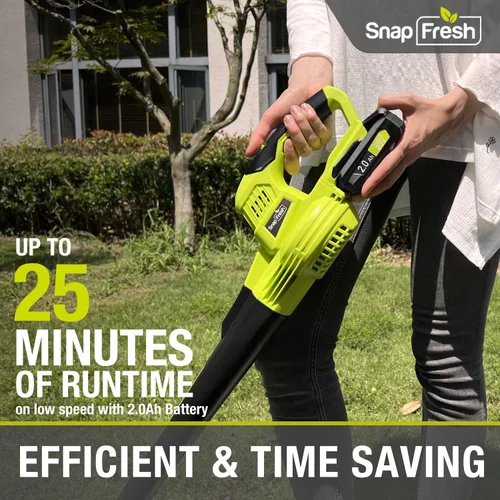 Miniatura 4 de SnapFresh Soplador de hojas inalámbrico - Soplador eléctrico de hojas de 20 V con batería de 2.0 Ah y cargador - Soplador de hojas ligero de 2