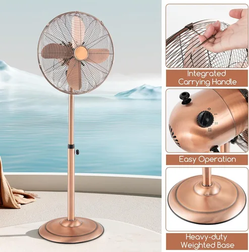 Miniatura 7 de LDAILY Ventilador de pedestal, ventilador oscilante de 16 pulgadas con 3 velocidades, velocidad ancha, altura y ángulo ajustables, ventilador
