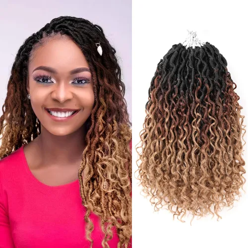 Miniatura 42 de Aipin Goddess Cabello de Ganchillo de 18 Pulgadas Boho River Locs Hippie Locs Ondulado de Ganchillo Con Cabello Rizado en el Medio y Extremos 613
