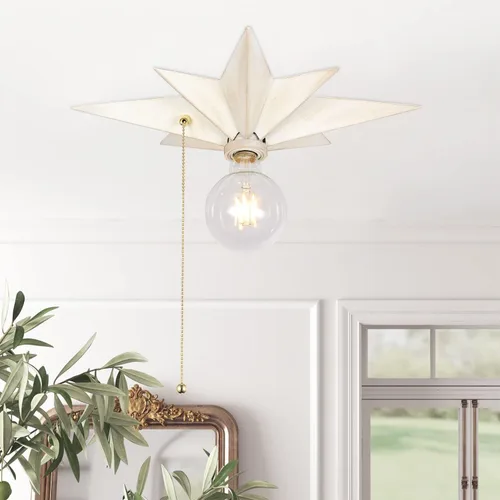 Miniatura 8 de Lámpara de techo de montaje al ras de 16 pulgadas con interruptor de cadena de tirar para encendido/apagado, luminarias de techo de estrella blanca