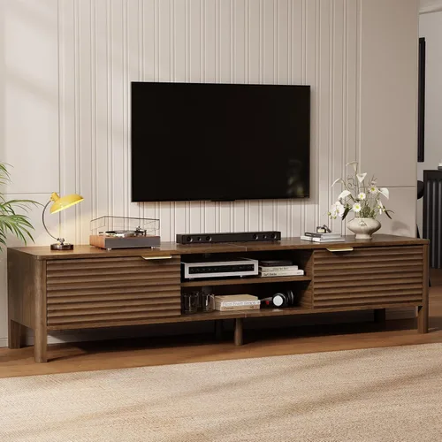 Miniatura 8 de IKALIFE Soporte de TV para sala de estar, televisores de hasta 65 pulgadas, centro de entretenimiento moderno de mediados de siglo