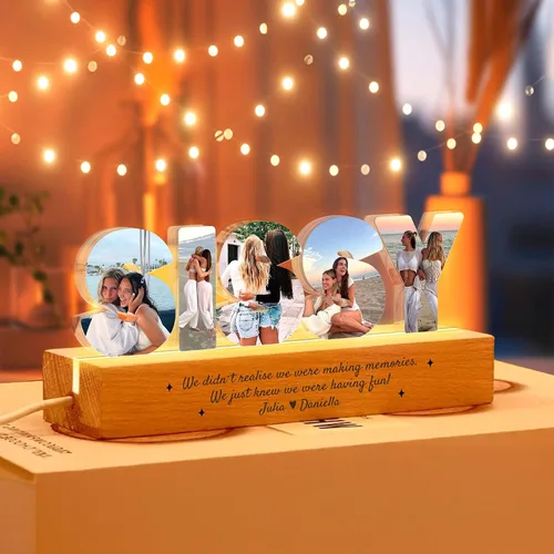 Miniatura 22 de Luz nocturna LED personalizada con collage de fotos, foto personalizada con cualquier cita y nombre, Navidad, amistad, regalos de cumpleaños