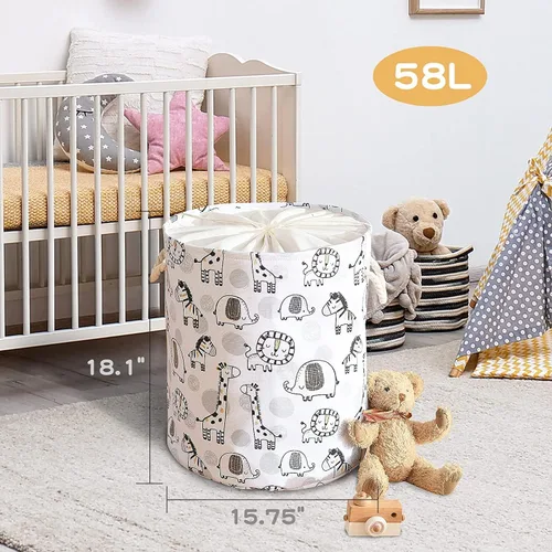 Miniatura 5 de Cesta de Ropa para Niños Extra Grande Cesta de Bebé para Guardería, 58L Cestas para Niños para Guardería Cesta de Almacenamiento de Animales