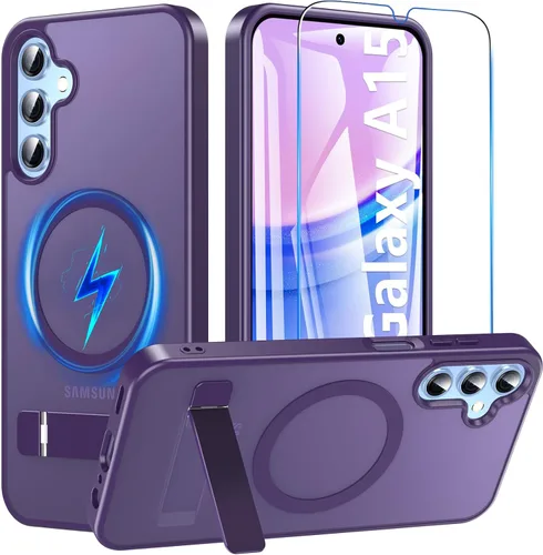 Miniatura 11 de OWKEY Funda para Samsung Galaxy A37/A36 Bark Phone Pro 5G con soporte, magnética, a prueba de golpes, para Magsafe translúcida mate, transparente