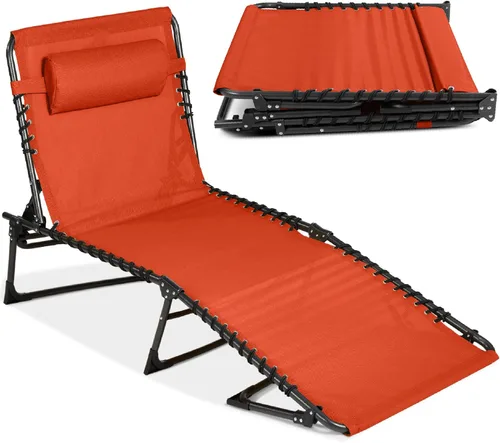 Best Choice Products - Tumbona para patio reclinable, plegable, portátil para exteriores, con 8 posiciones, asas, capacidad de 300 libras, color
