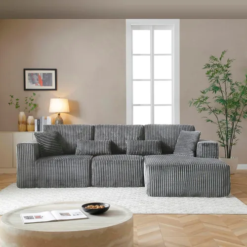Miniatura 10 de Sofá seccional modular de 110", sofá seccional Cloud con asiento profundo, sofás tapizados sin huesos para sala de estar, sofá modular moderno