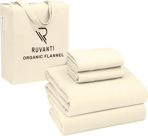 Miniatura 13 de RUVANTI Juego de sábanas de franela tamaño King - 100% algodón cepillado, juego de sábanas de cama tamaño King - bolsillos profundos de 16 pulgadas