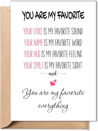 Tarjeta de San Valentín para él, ella, tarjeta de felicitación romántica para marido, esposa, novio, novia, tarjeta de aniversario plegada de 5 x 7