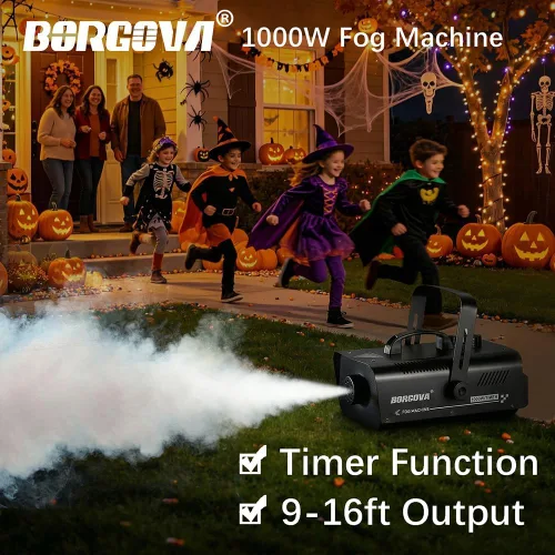 Miniatura 2 de Máquina de niebla de 1000 W con temporizador, control remoto inalámbrico y control manual, ideal para Halloween, fiestas, actuaciones en escenario