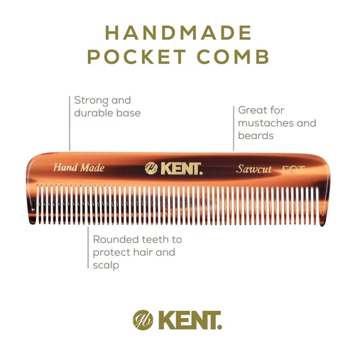 Miniatura 4 de Kent Un peine de bolsillo hecho a mano para hombres, mujeres y niños, peine alisador de pelo de dientes finos para el aseo diario y el peinado