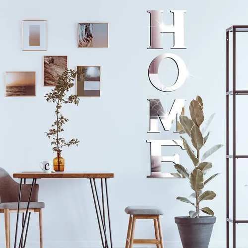 Miniatura 4 de Letras 3D para el hogar, decoración de pared, espejo acrílico, calcomanías de pared para sala de estar, letras de amor y corazones