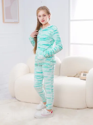 Miniatura 2 de VGRIN Conjunto deportivo de terciopelo para niñas sudadera con capucha y pantalones deportivos