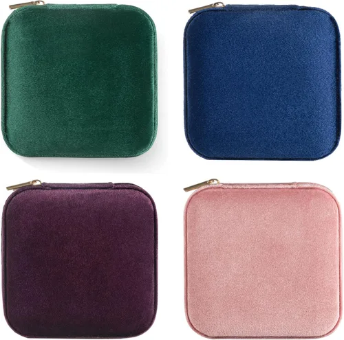 Joyero de viaje de terciopelo de felpa, organizador de joyas de viaje, estuche de viaje para joyas, joyero de viaje, pequeño joyero para mujeres,