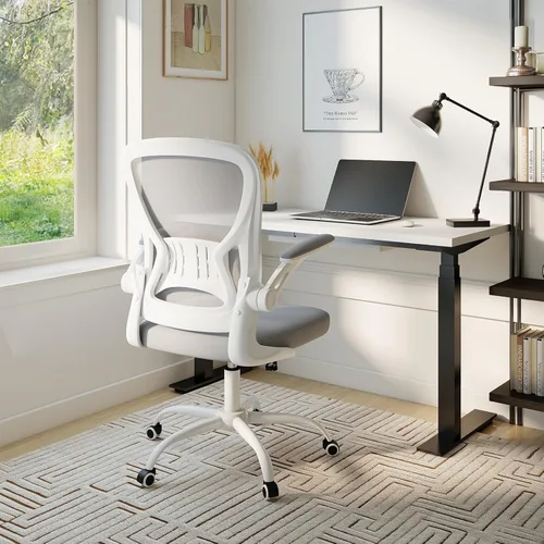 Miniatura 8 de Youhauchair Silla de oficina de malla, sillas ergonómicas de escritorio de oficina en casa con brazos abatibles y soporte lumbar, altura ajustable