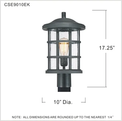 Miniatura 7 de Quoizel CSE9010EK Crusade - Soporte de poste para exteriores, 1 luz, 150 vatios, negro tierra (17 pulgadas de alto x 10 pulgadas de ancho)