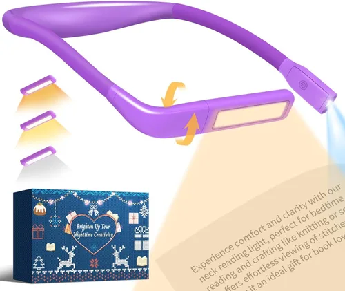Miniatura 17 de Luz de cuello para leer libros para amantes de la lectura, recargable 2000mAh 10-80Hrs luz de libro amplia amigable para los ojos, regalos de Negro