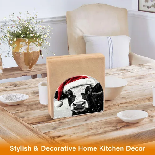 Miniatura 4 de Nander Lindo servilletero de vaca de Navidad para mesas, servilleteros para cocina, servilleteros de mesa, servilleteros de cóctel, soporte