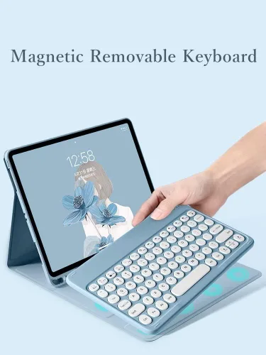 Miniatura 2 de Funda con Teclado y Ratón YEEHi para iPad Air de 11 Pulgadas M3/M2, iPad Air de 5ª/4ª Generación de 10.9" con Ratón, Teclado Desmontable Redondo