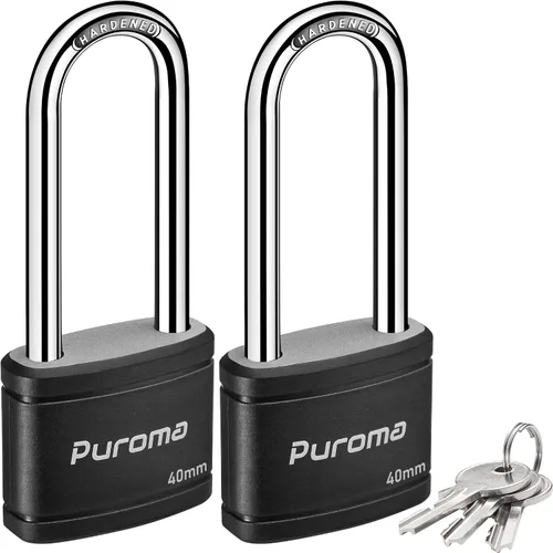 Puroma Paquete de 2 Candados con Llave de 3 Claves, Cerradura de 2.5 Pulgadas (63.5mm) de Alta Resistencia para Puerta, Valla, Cerrojo de Armario,