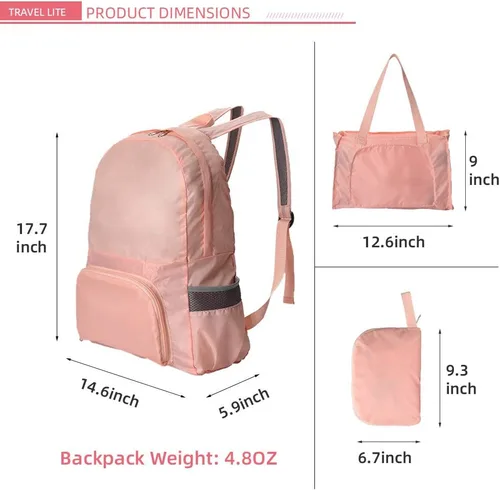 Miniatura 2 de Mochila de viaje plegable, ligera, duradera y resistente al agua Mochila plegable Mochila de día (azul marino)